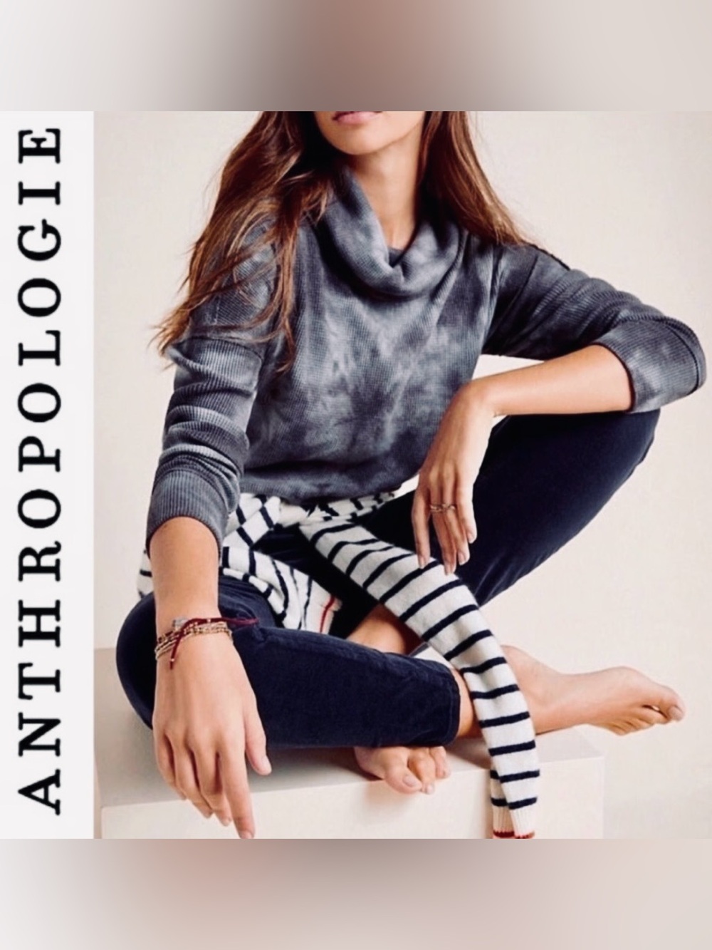 Anthropologie Maeve "Ainsley"
Tie-Dye Thermal Waffle Knit
Turtleneck in Smoke S